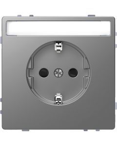 Schneider Electric D Life wandcontactdoos met tekstvenster en kinderbeveiliging - RVS look (MTN2302-6036)
