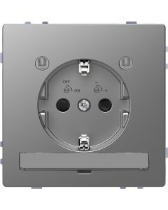 Schneider Electric D Life wandcontactdoos met LED en kinderbeveiliging - RVS look (MTN2304-6036)