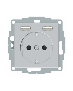 Schneider Electric Merten Systeem-M stopcontact met USB aluminium - (MTN2366-0460)