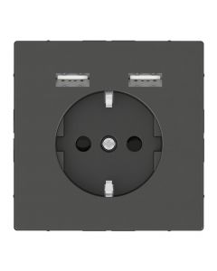 Schneider Electric Systeem D Life wandcontactdoos met 2x USB en randaard type A - antraciet (MTN2366-6034)