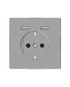 Schneider Electric Merten Systeem-D stopcontact met USB RVS kleur - MTN2366-6036