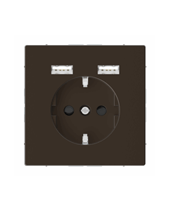 Schneider Electric Merten Systeem-D stopcontact met USB mokka - MTN2366-6050