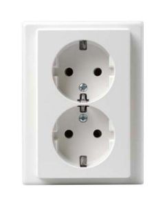 Schneider Electric stopcontact 2-voudig met randaarde en kinderbeveiliging SCHUKO - M-Smart polarwit (MTN2420-1419)