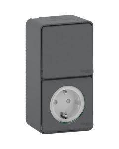 Schneider Electric stopcontact met wisselschakelaar opbouw IP55 - Mureva Styl mat grijs (MUR36024)