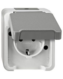 Schneider Electric Aquastar SCHUKO 1-voudig wandcontactdoos IP44 - lichtgrijs (MTN2301-8029)