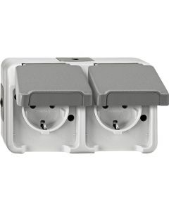 Schneider Electric Aquastar SCHUKO 2-voudig wandcontactdoos horizontaal IP44 - lichtgrijs (MTN2321-8029)