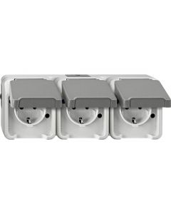 Schneider Electric Aquastar SCHUKO 3-voudig wandcontactdoos horizontaal IP44 - lichtgrijs (MTN2391-8029)
