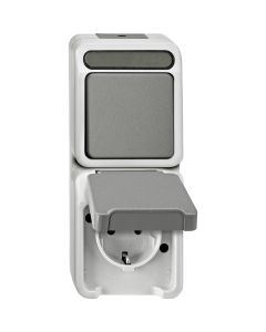 Schneider Electric Aquastar combinatie-SCHUKO wandcontactdoos/wisselschakelaar IP44 - lichtgrijs (MTN3495-8029)