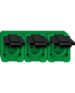 Schneider Electric Agrar 3-voudig wandcontactdoos horizontaal - groen (229377)