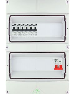 EMAT Schneider waterdichte (IP55) groepenkast 6 aardlekautomaten 1 fase 250x370 (BxH) 
