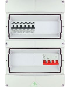 EMAT Schneider waterdichte (IP55) groepenkast 6 aardlekautomaten 3 fase 250x370 (BxH) 