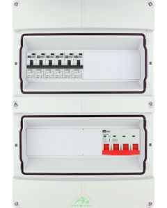 EMAT Schneider waterdichte (IP55) groepenkast 6 aardlekautomaten 3 fase 250x370 (BxH) 