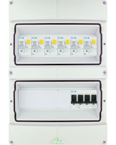 Eaton componenten in waterdichte (IP55) groepenkast 6 aardlekautomaten 3 fase 250x370 (BxH)