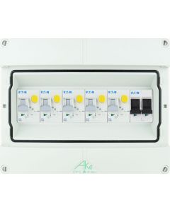 Eaton componenten in waterdichte (IP55) groepenkast 5 aardlekautomaten 1 fase 250x200 (BxH)