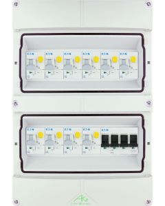 Eaton componenten in waterdichte (IP55) groepenkast 10 aardlekautomaten 3 fase 250x370 (BxH)