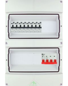 EMAT Schneider waterdichte (IP55) groepenkast 8 aardlekautomaten 3 fase 250x370 (BxH) 