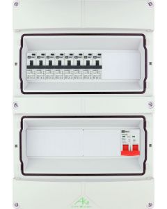 EMAT Schneider waterdichte (IP55) groepenkast 8 aardlekautomaten 1 fase 250x370 (BxH) 