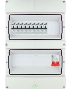 EMAT Schneider waterdichte (IP55) groepenkast 9 aardlekautomaten 1 fase 250x370 (BxH) 