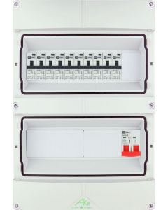 EMAT Schneider waterdichte (IP55) groepenkast 10 aardlekautomaten 1 fase 250x370 (BxH) 