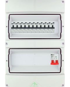 EMAT Schneider waterdichte (IP55) groepenkast 11 aardlekautomaten 1 fase 250x370 (BxH) 