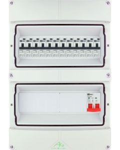 EMAT Schneider waterdichte (IP55) groepenkast 12 aardlekautomaten 1 fase 250x370 (BxH) 