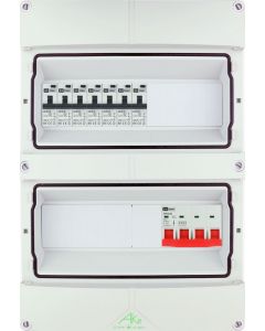 EMAT Schneider waterdichte (IP55) groepenkast 7 aardlekautomaten 3 fase 250x370 (BxH) 