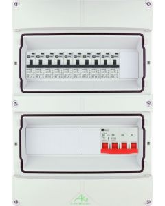 EMAT Schneider waterdichte (IP55) groepenkast 10 aardlekautomaten 3 fase 250x370 (BxH) 