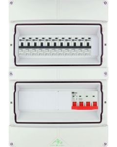 EMAT Schneider waterdichte (IP55) groepenkast 11 aardlekautomaten 3 fase 250x370 (BxH) 