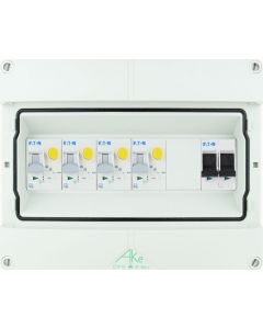 Eaton componenten in waterdichte (IP55) groepenkast 4 aardlekautomaten 1 fase 250x200 (BxH)