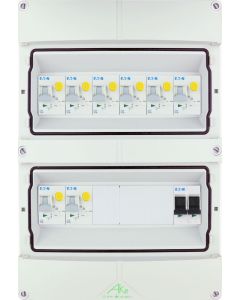 Eaton componenten in waterdichte (IP55) groepenkast 8 aardlekautomaten 1 fase 250x370 (BxH)