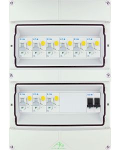 Eaton componenten in waterdichte (IP55) groepenkast 9 aardlekautomaten 1 fase 250x370 (BxH)