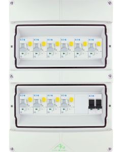 Eaton componenten in waterdichte (IP55) groepenkast 10 aardlekautomaten 1 fase 250x370 (BxH)