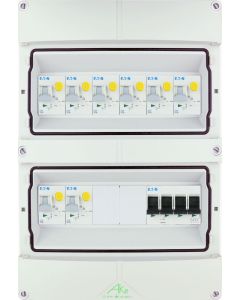 Eaton componenten in waterdichte (IP55) groepenkast 8 aardlekautomaten 3 fase 250x370 (BxH)