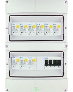 Eaton componenten in waterdichte (IP55) groepenkast 9 aardlekautomaten 3 fase 250x370 (BxH)