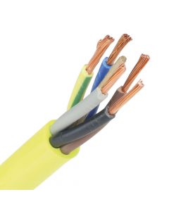 Pur kabel 5x1,5 (H07BQ-F) geel - rol 100 meter