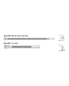 WKK tie wrap hersluitbaar zwart (UV bestendig) 7,6x370mm per 100 stuks (118227071)