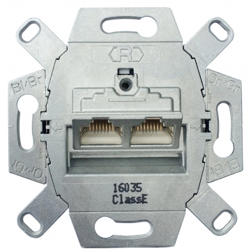 Universele wandcontactdoos inbouw basiselement UTP 2-voudig Cat6 (39041)