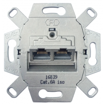 Universele data wandcontactdoos UAE inbouw basiselement UTP 2-voudig Cat6A (39071)