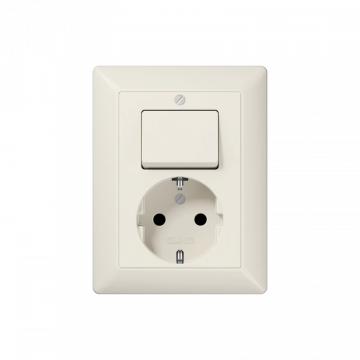 Legrand combinatie wisselschakelaar en stopcontact met randaarde - creme (3204205040)