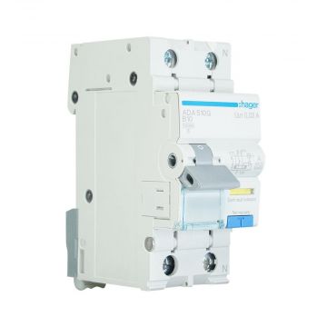 Hager aardlekautomaat 1-polig+nul 10A B-kar 30mA (ADA510G)
