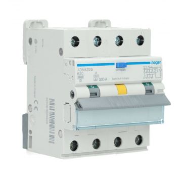 Hager aardlekautomaat 4-polig 20A B-kar 30mA (ADM420G)