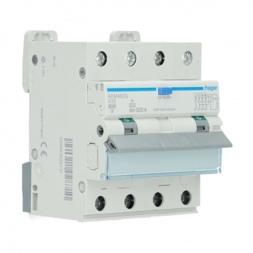 Hager aardlekautomaat 4-polig 32A C-kar 30mA (ADM482G)