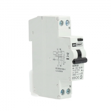 EMAT aardlekautomaat 1-polig+nul 6A B-kar 30mA (85006000)