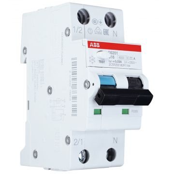 ABB aardlekautomaat 1-polig+nul 16A B-kar 30mA (DS201 B16 A30)