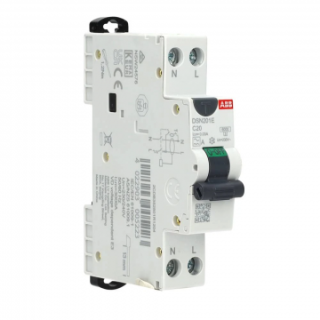 ABB aardlekautomaat 1-polig+nul 20A C-kar 30mA (DSN201E C20 A30)