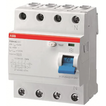 ABB aardlekschakelaar 4-polig 100A 500mA type A (F204 A-100/0.5)