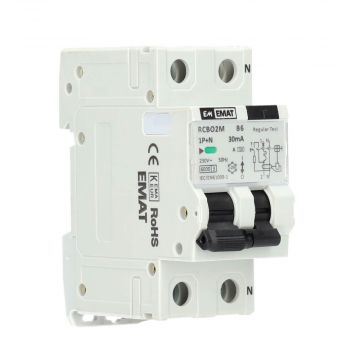 EMAT aardlekautomaat 1-polig+nul 6A B-kar 30mA 2 modules (85006022)