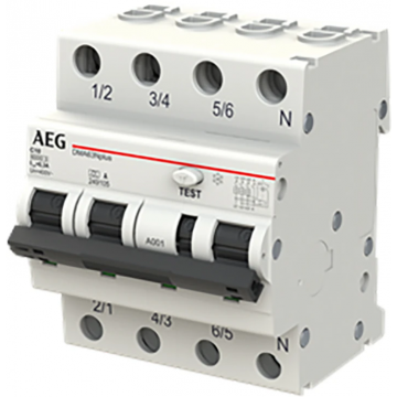 AEG aardlekautomaat 3polig+nul 10A C-kar 300mA (DMA63NPC10/300)