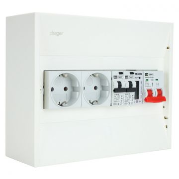 EMAT PV-verdeler 2x B16 alamat met 2x WCD, kWh meter en hoofdschakelaar (PV0008)