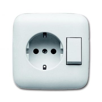 ABB Busch-Jaeger combinatie wisselschakelaar en stopcontact met randaarde - alpin wit (4310/6 EUJ-214)